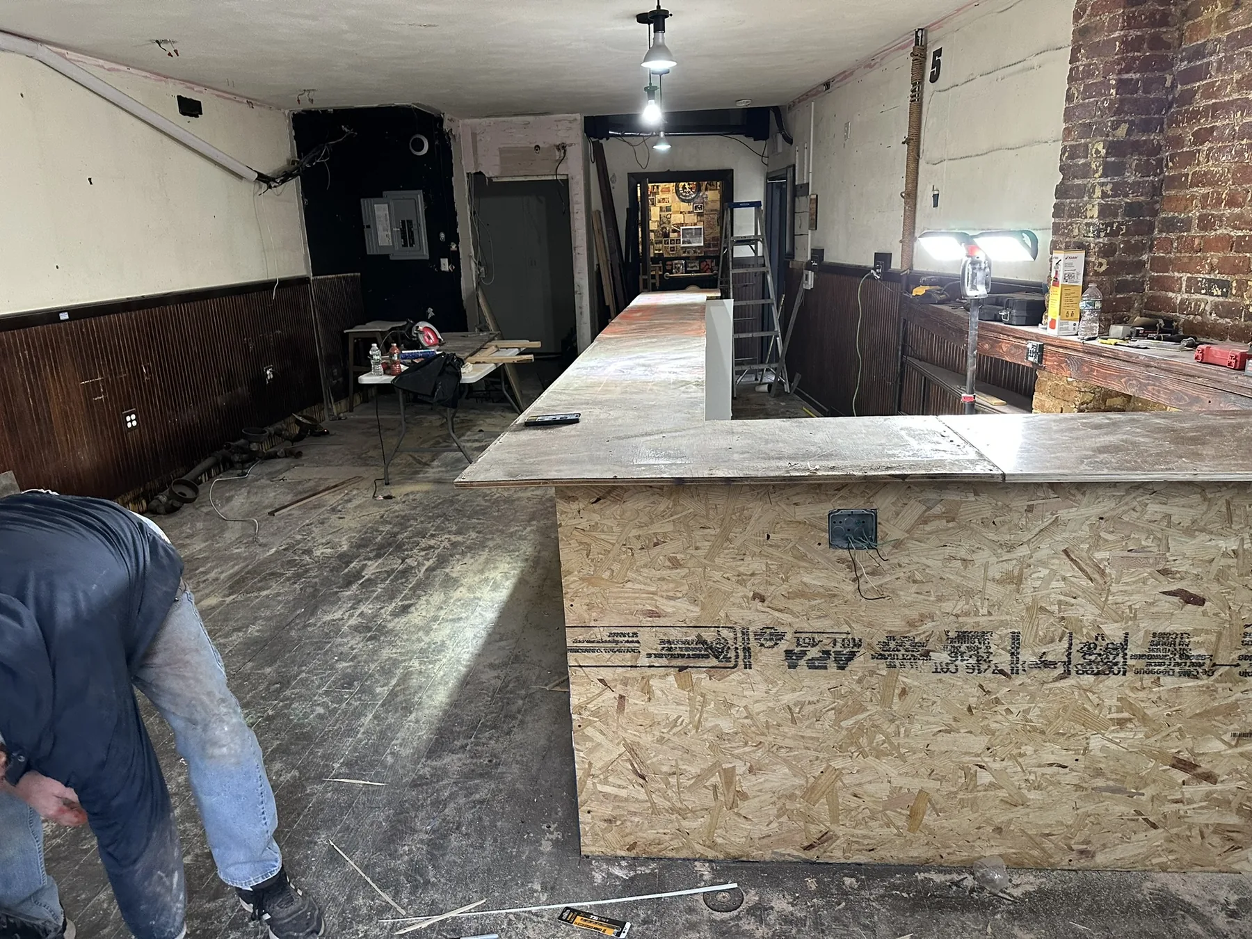 Residential construction and remodeling work showing interior construction progress